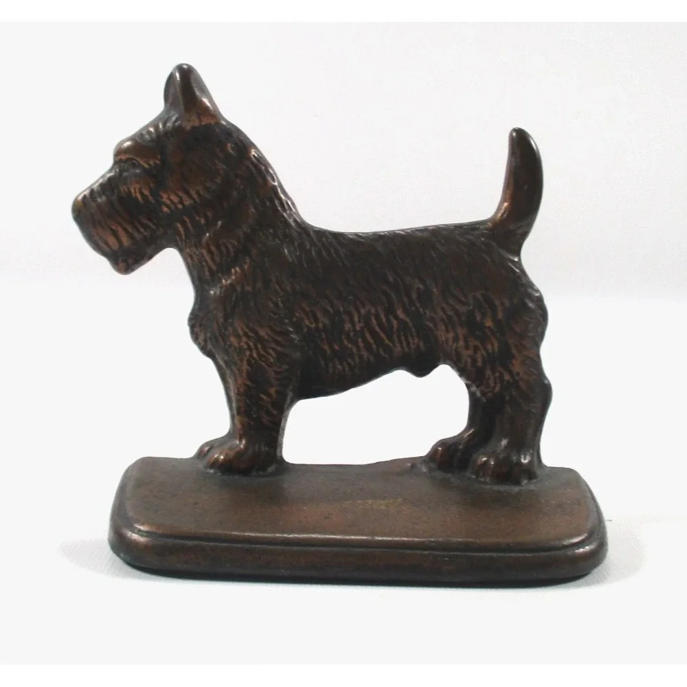Vintage Heavy Brass single Scottie Terrier Dog Doorstop Bookend Paper Weight 5